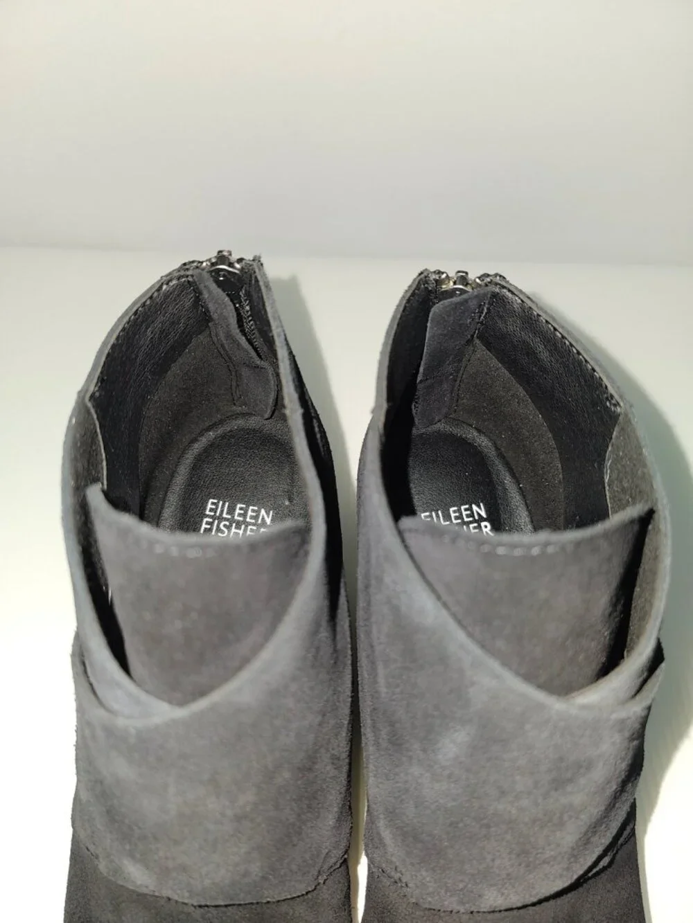 Eileen Fisher Trail Black Suede Ankle Boot Block Heel Fall Western Womens 9